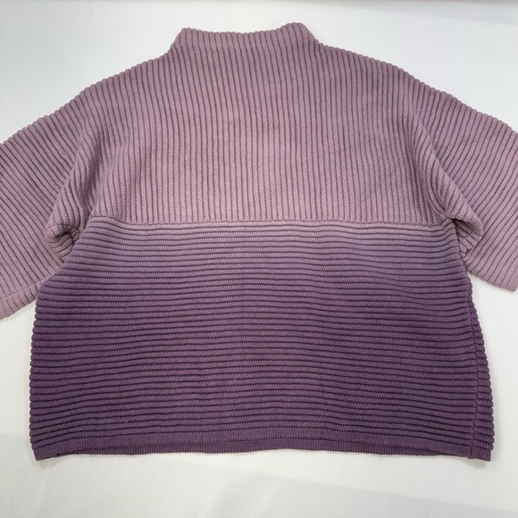 Chicos Sweater Women's Size 2 Large Mauve Purple Ombré 3/4 Sleeve Mock Neck - Picture 8 of 12